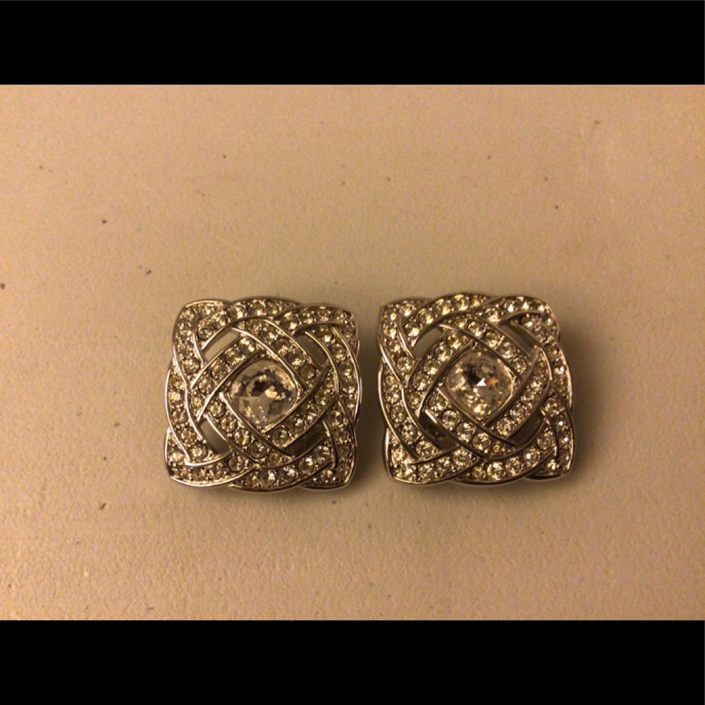 Swarovski Crystal silver tone clip on earrings